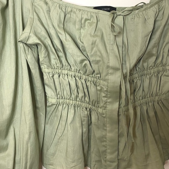 NWT J. Crew Cinched Squareneck Ruched Peplum Blouse in Pistachio - Picture 6 of 7